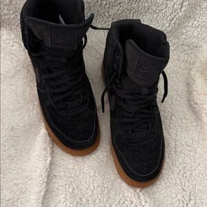 Nike Black Air Force 1 with Gum Bottom